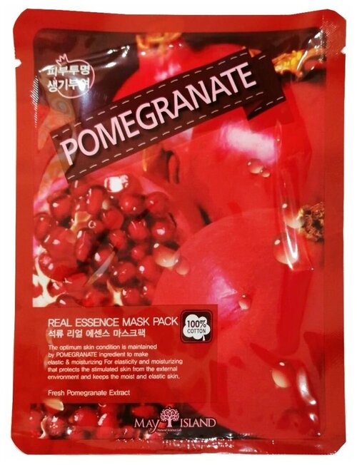 MAY ISLAND тканевая маска Real Essence Pomegranate с экстрактом граната, 30 г, 25 мл