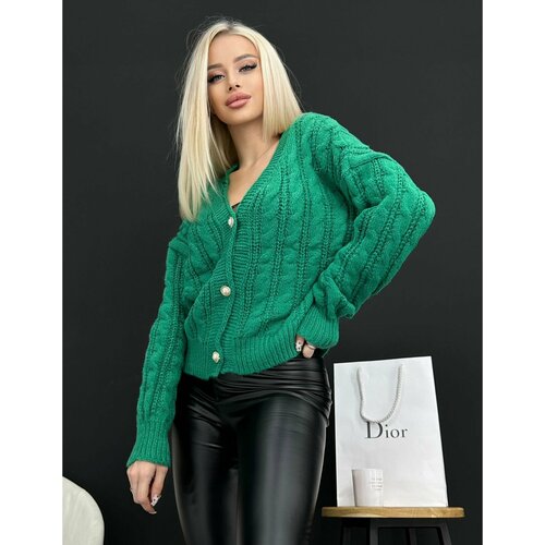 Кардиган, размер 42-50, зеленый