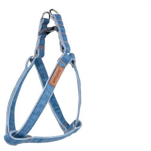 Шлейка регулируемая AmiPlay Denim M 30-55/1,5 см, голубая