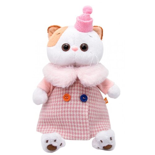 фото Мягкая игрушка basik&co кошка ли-ли в комбинированном пальто 24 см