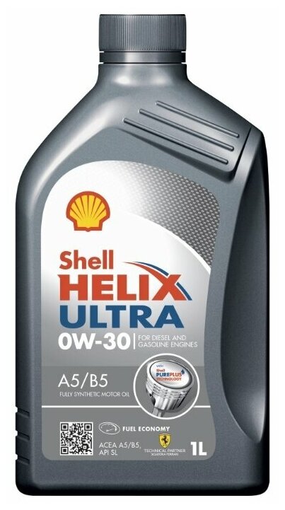 Синтетическое моторное масло SHELL Helix Ultra A5/B5 0W-30, 1 л, 1 шт.