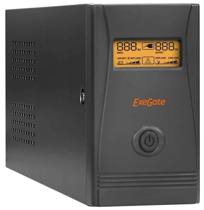 Источник бесперебойного питания Exegate EP285568RUS 650VA/360W, LCD, AVR, 2 евророзетки, black - фото №1