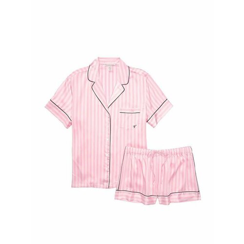 фото Пижама victoria's secret, шорты, рубашка, короткий рукав, размер м, розовый