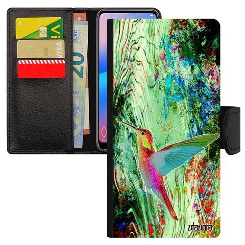 фото Чехол-книжка на смартфон хуавей p20 про оригинальный дизайн колибри рисунок птицы utaupia
