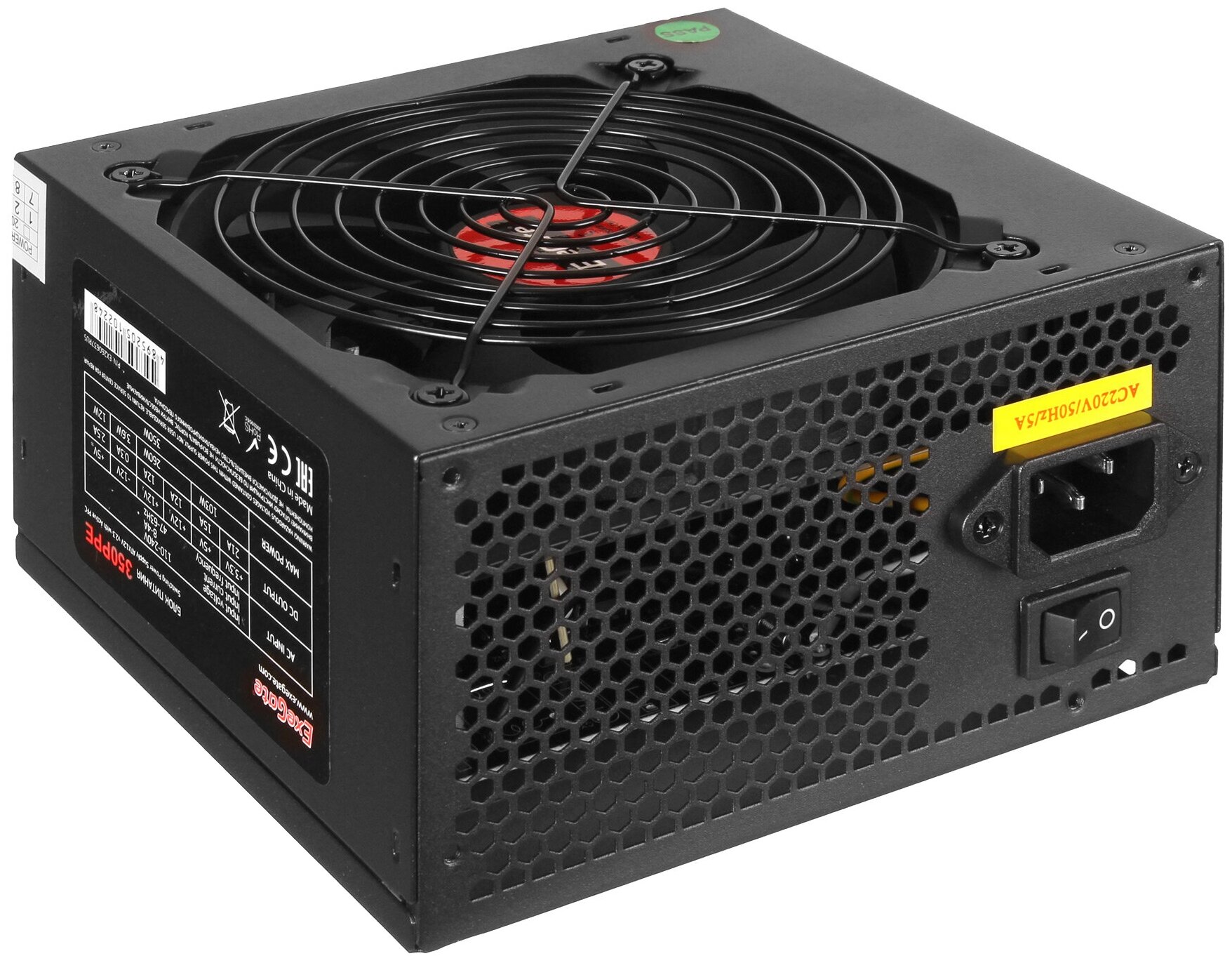 EXEGATE EX260638RUS Блок питания 400W 400PPE, ATX, black, APFC, 12cm, 24p+4p, PCI-E, 3 IDE, 5 SATA, FDD