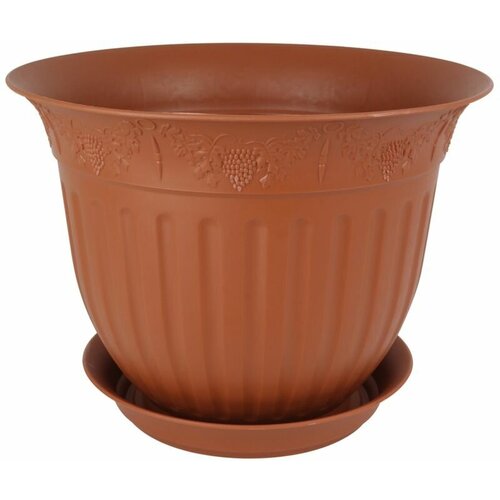 Горшок для цветов, 1 л, с поддоном, диаметр 16 см, набор 3 шт.