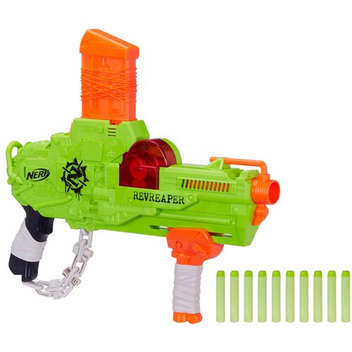 Бластер Nerf Зомби Страйк Реврипер E0311, 52 см, зеленый/оранжевый hasbro хасбро бластер hasbro nerf зомби страйк переворот 8