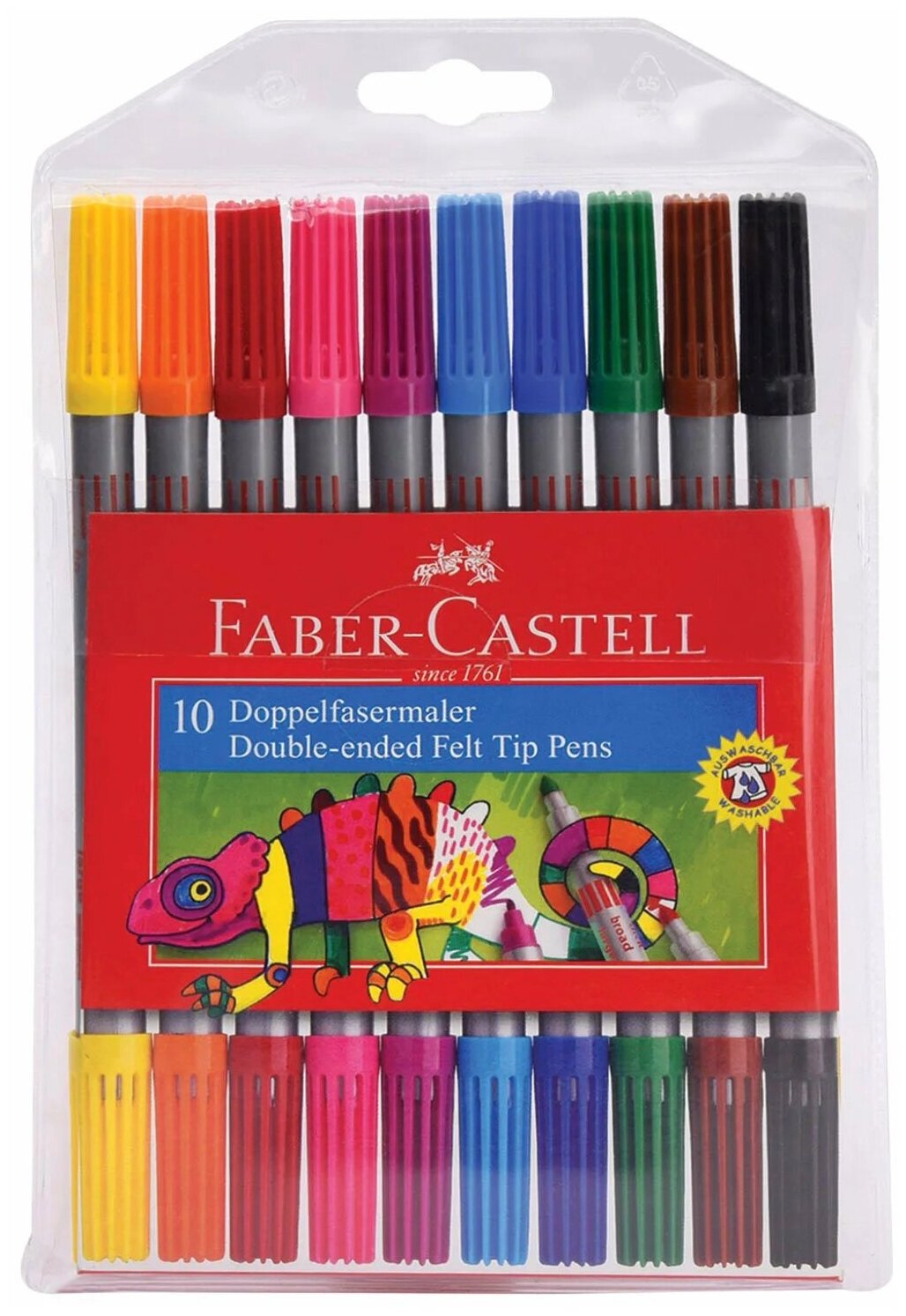 Фломастер Faber-Castell двухсторонний 10цв. футляр - фото №2