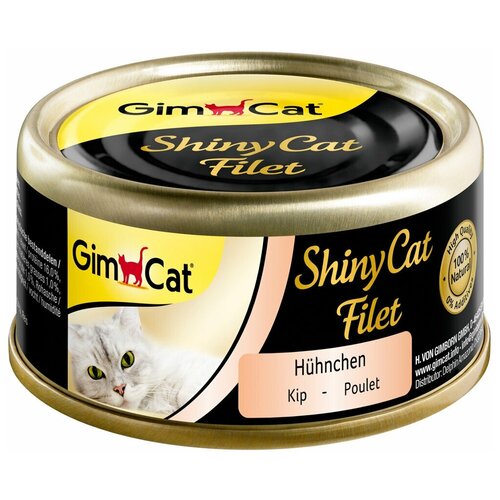 Влажный корм для кошек GimCat ShinyCat, с цыпленком 70 г (мини-филе)