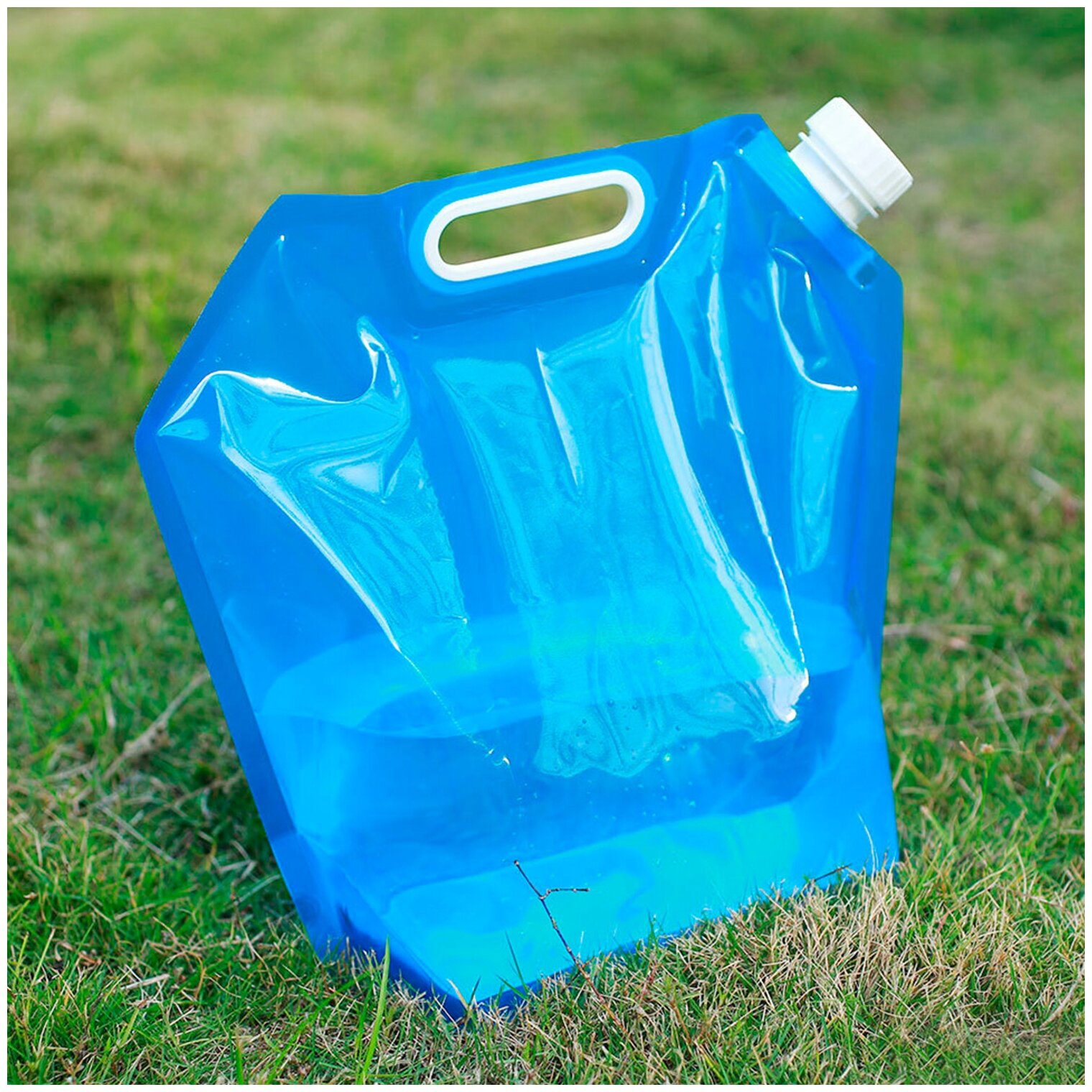 Складная полиэтиленовая канистра для воды, объем 10 литров, цвет голубой, 40,5х38 см - фотография № 4