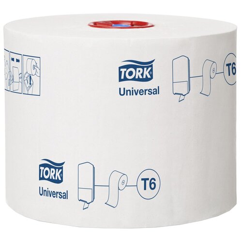 Купить Бумага туалетная в Mid-size рулонах TORK Universal(T6) 1 слой, 135м/рулон, белая, мягкая, белый, вторичная целлюлоза, Туалетная бумага и полотенца