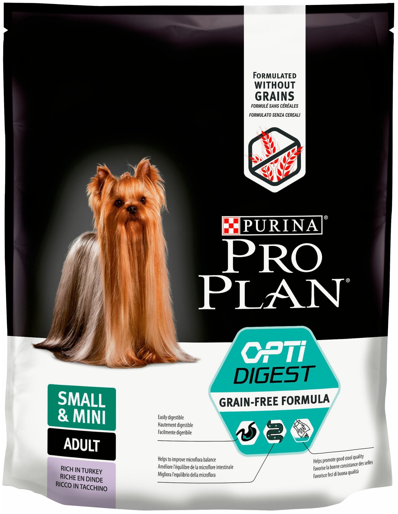 Purina Pro Plan Сухой корм для взрослых собак малых пород Grain Freeс чувствительным пищеварением с индейкой беззерновой 12384752 0,7 кг 36030 (2 шт)