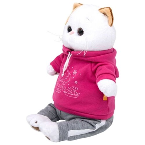 фото Мягкая игрушка basik&co кошка ли-ли в спортивном костюме, 24 см, разноцветный