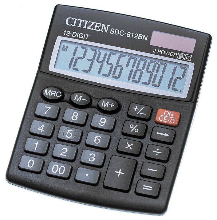 Калькулятор Citizen SDC-812BN, 12-разрядный, черный