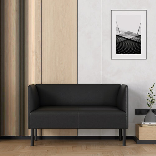 Изображение товара Диван прямой Монреаль 100 см, на кухню, в салон красоты, на балкон, экокожа черная