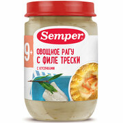Semper - пюре овощное рагу с филе трески , 9 мес, 190 гр