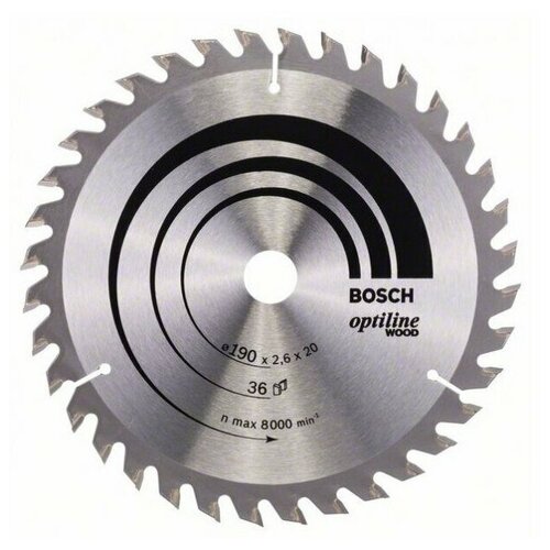 фото Пильный диск bosch optiline wood 190х20х2,6/1,6 мм (36зуб) (2608640613)