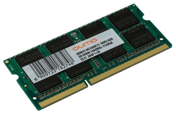 Модули памяти Qumo DDR3 So-dimm 1600MHz PC-12800 CL11 - 8Gb Qum3s-8g1600c11r .