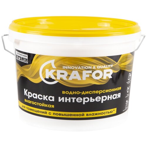 Краска водно-дисперсионная Krafor Интерьерная матовая белый 1.875 л 3 кг