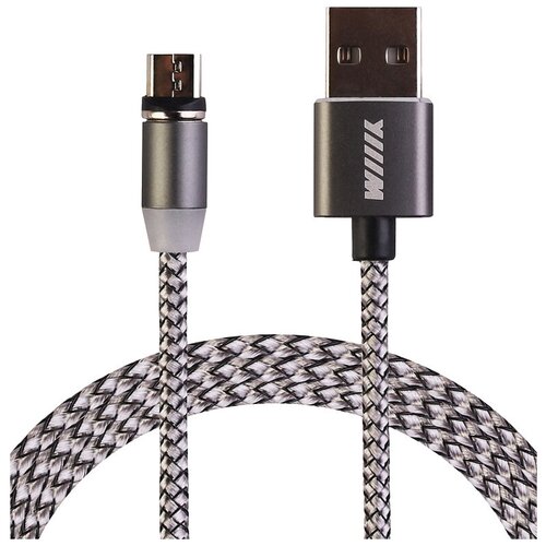 Кабель WIIIX магнитный USB - microUSB (CBM980-UMU-10), 1 м, серебряный