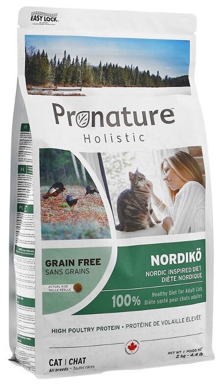 PRONATURE Holistic GF Nordico Беззерновой сухой корм д/кошек Северная Диета с Индейкой