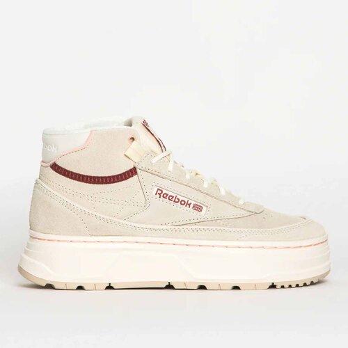 кроссовки reebok classic club geo mid weathered beige f22 r true beige alabaster Кеды Reebok CLub C Geo Mid, размер 6 US, белый, бежевый