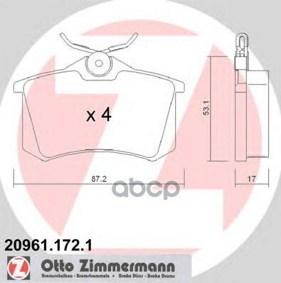 Колодки Торм Диск Зад Vw Sharan/Galaxy/Alhambra Zimmermann арт. 20961.172.1