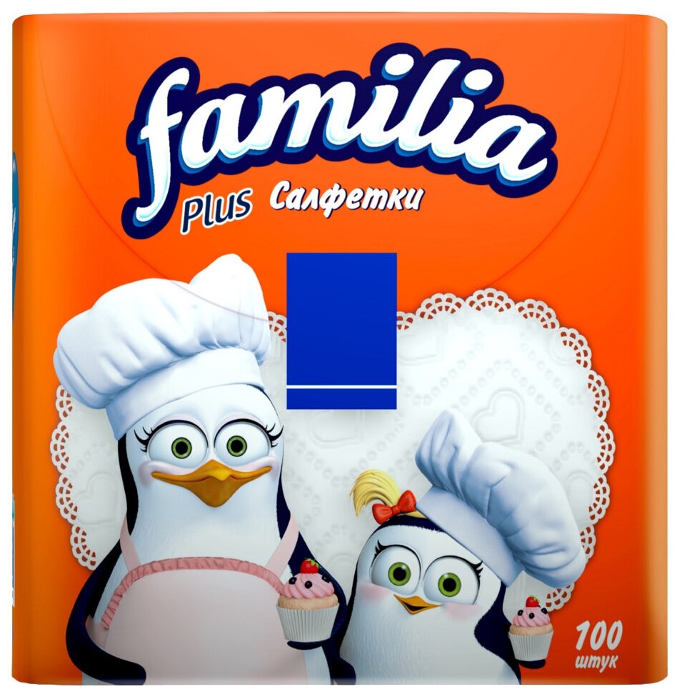 Салфетки Familia PLUS Белые 1 слой, 30x30 см 100 шт