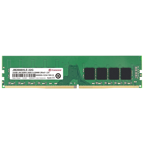 Оперативная память Transcend 32 ГБ DDR4 2666 МГц DIMM CL19 JM2666HLE-32G оперативная память для компьютера transcend jm2666hle 16g dimm 16gb ddr4 2666 mhz jm2666hle 16g