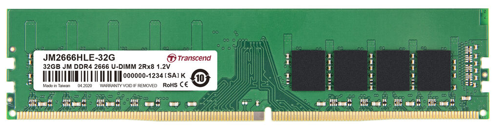 Модуль памяти Transcend 32GB JM DDR4 2666Mhz U-DIMM 2Rx8 2Gx8 CL19 1.2V