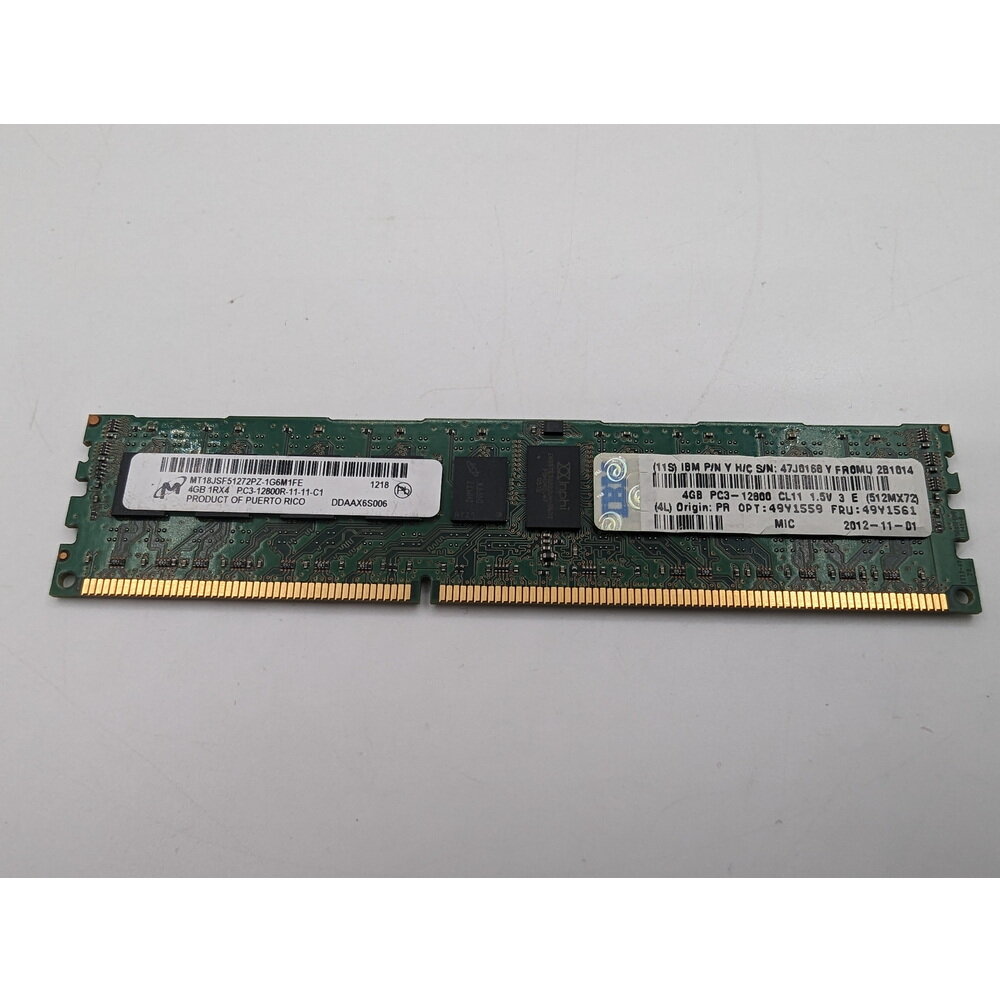 Модуль памяти MT18JSF51272PZ-1G6, 49Y1561, Micron, DDR3, 4 Гб для сервера ОЕМ