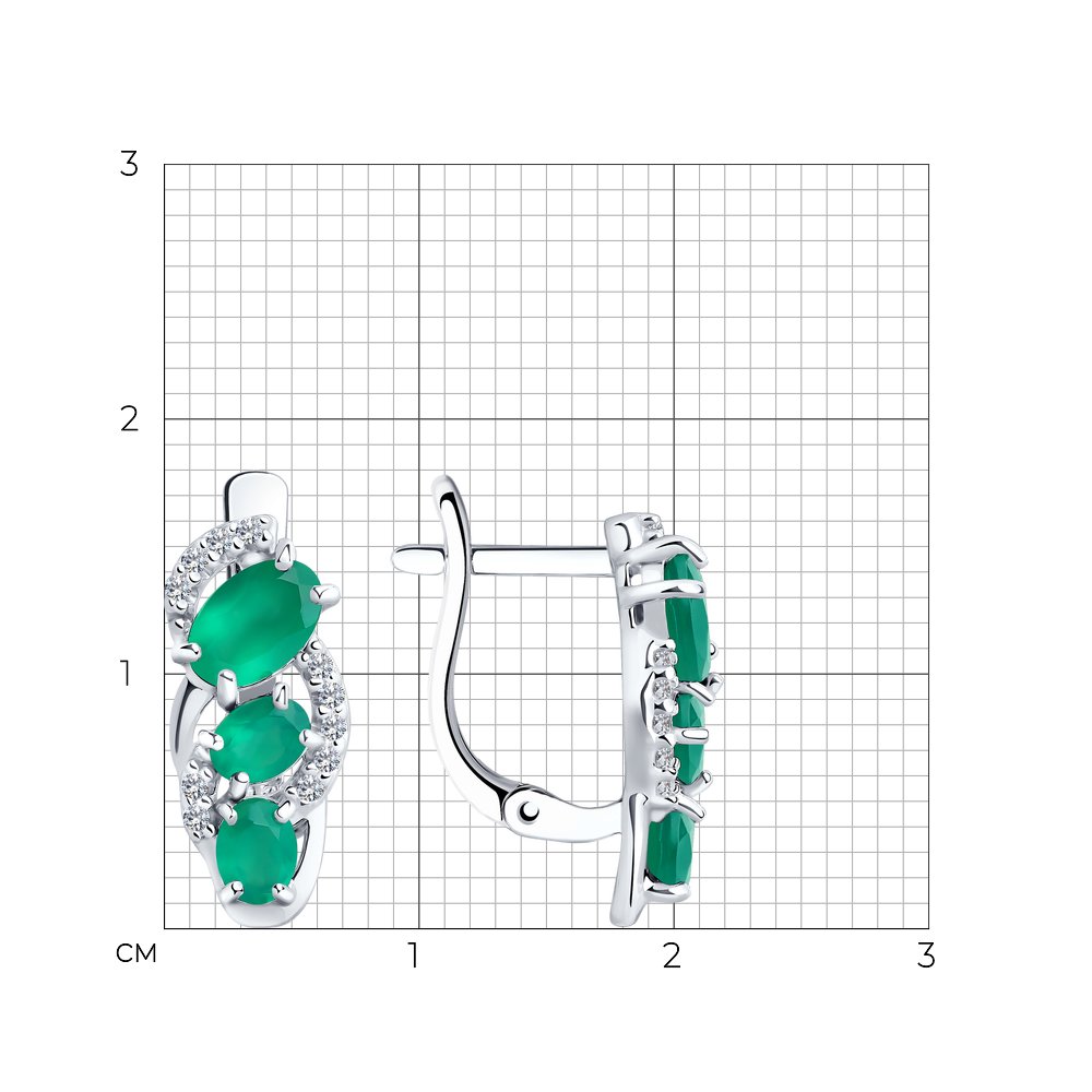 Серьги SOKOLOV, серебро, 925 проба, родирование, агат, фианит