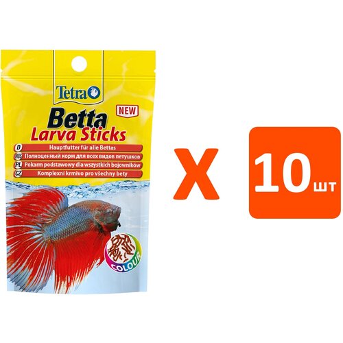 Корм для бойцовых рыб Tetra Betta Larva Sticks 5 г (сашет), имитация мотыля, подходит для других видов лабиринтовых (10 шт)