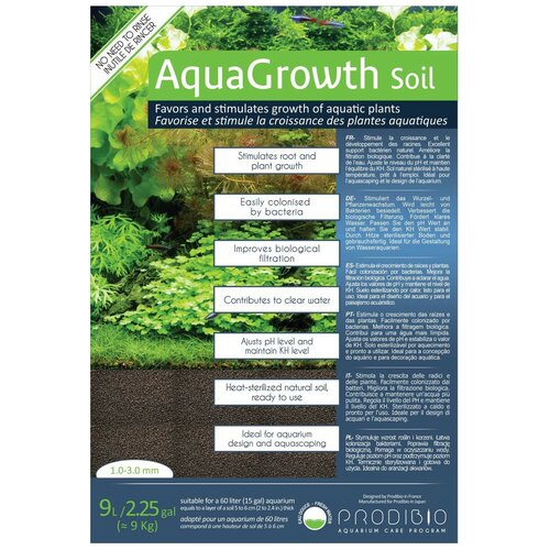 Грунт Prodibio AquaGrowth Soil 1-3 мм 9 л, 1-3 мм, 9 кг jb натуральный вулканический грунт д акваскейпинга 3 л