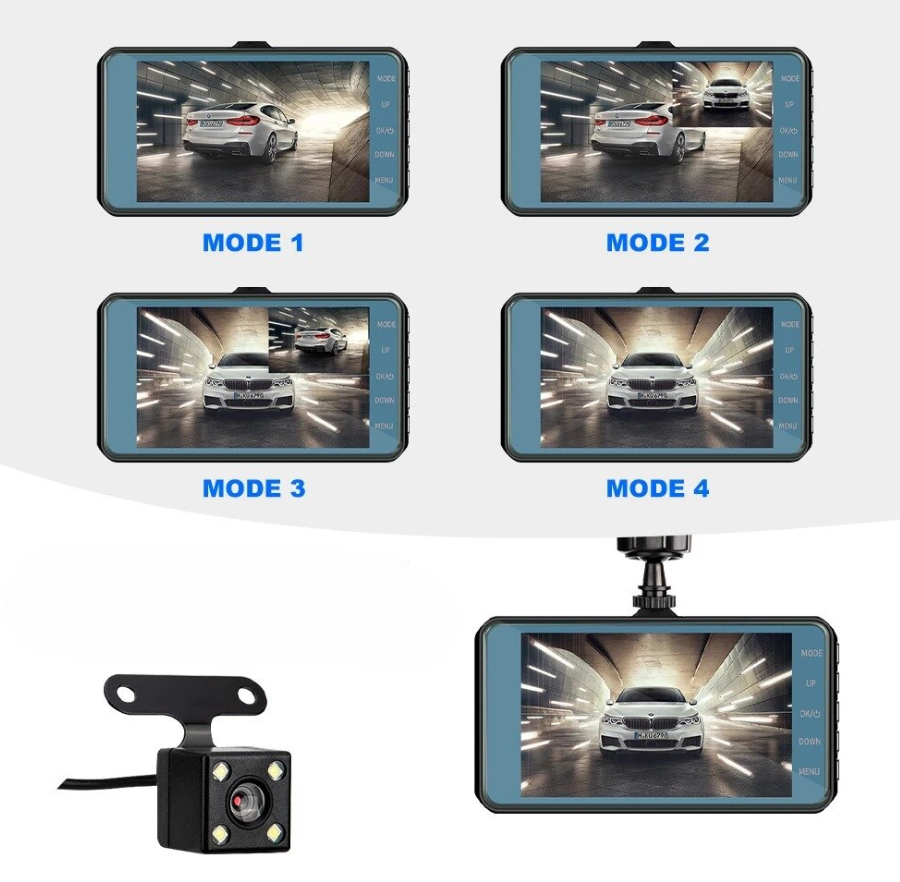 Автомобильный видеорегистратор Full HD 1296P с камерой заднего вида для парковки автомобиля / IPS дисплей / G-sensor / HDR