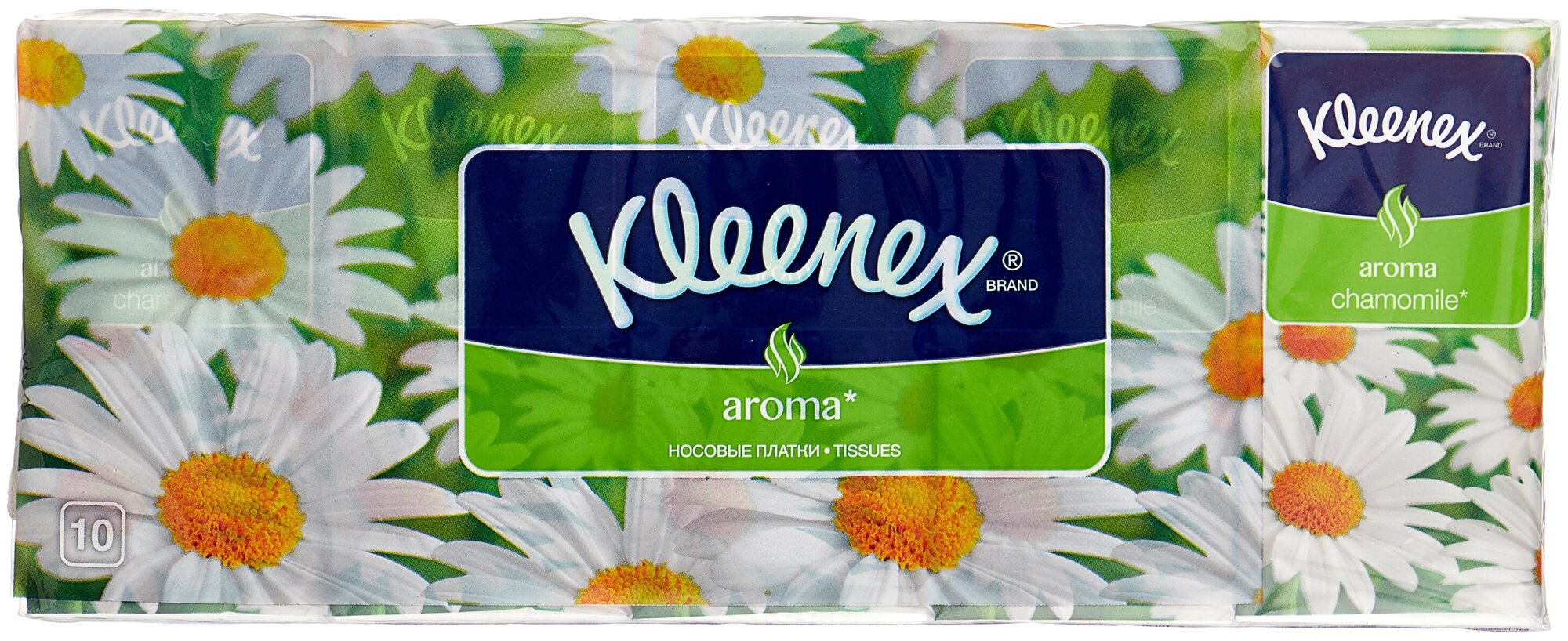 KLEENEX велти Платочки бумажные ароматизированные ромашка 1шт = спайка (10уп по 10шт)