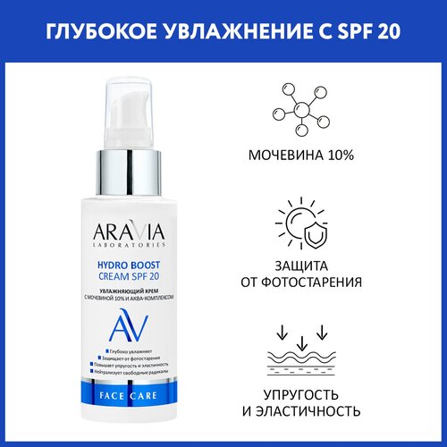 ARAVIA Крем увлажняющий с мочевиной 10% и аква-комплексом HYDRO BOOST CREAM SPF 20, 100 мл