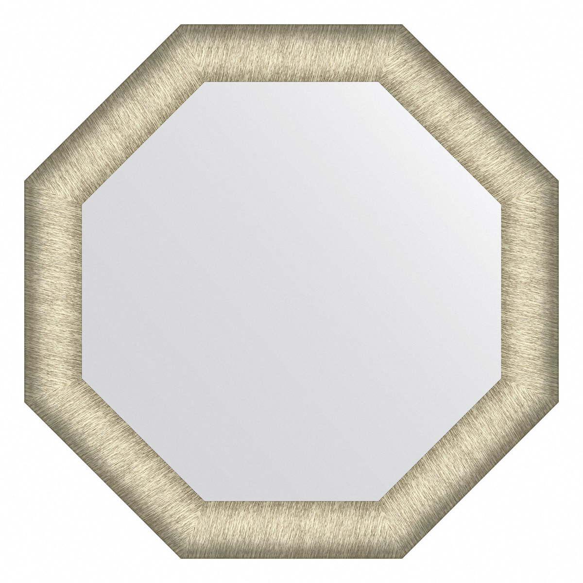 Зеркало настенное Octagon EVOFORM в багетной раме брашированное серебро, 55х55 см, для гостиной, прихожей, спальни и ванной комнаты, BY 7428