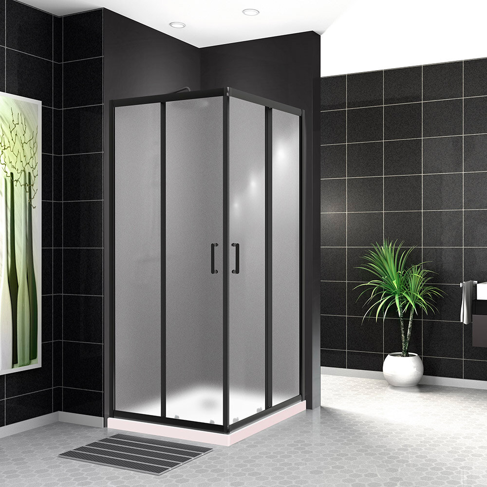 Belbagno Душевой уголок BelBagno UNO-195-A-2-90-P-NERO 90х90 см, профиль черный, стекло - матовое