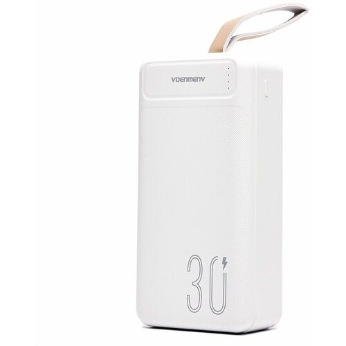 Внешний аккумулятор Vdenmenv DP17 30000 mAh встроенные кабели LightningmicroUSBType-C белый 299000₽