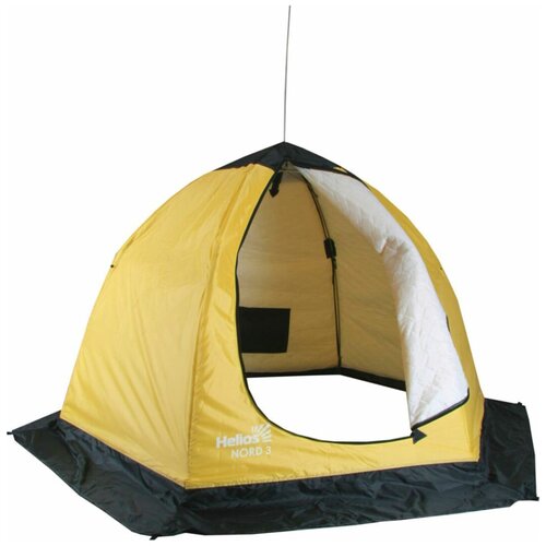 Палатка для рыбалки трёхместная HELIOS NORD 3 утепленная, желтый палатка зонт для зимней рыбалки helios nord 3