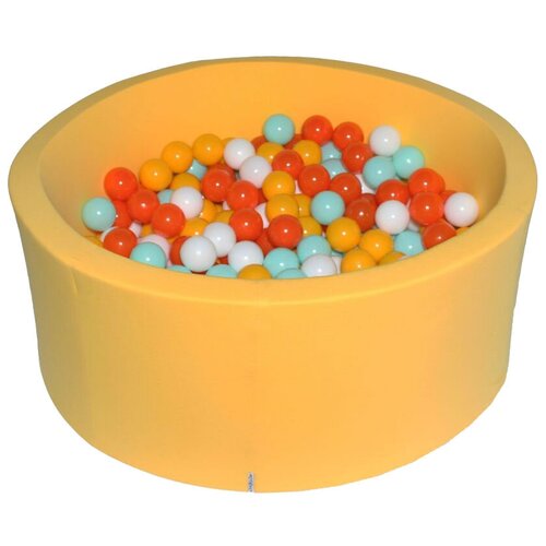 Сухой игровой бассейн “Грейпфрут” желтый выс. 40см с 200 шарами в комплекте: желт, бел, оранж, мятн