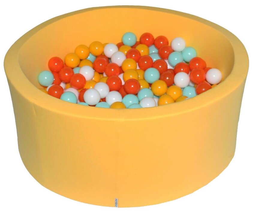 Сухой игровой бассейн “Грейпфрут” желтый выс. 40см с 200 шарами в комплекте: желт, бел, оранж, мятн - фотография № 1