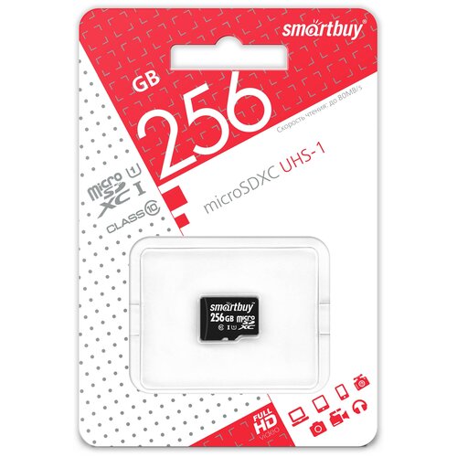 Micro SDXC карта памяти Smartbuy 256GB Class 10 UHS-1 (без адаптеров)