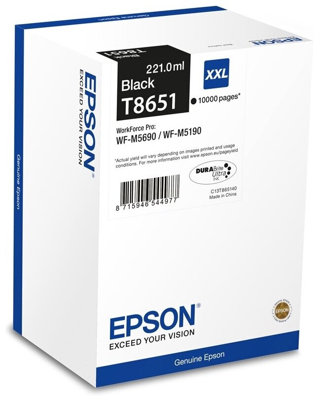 Картридж C13T865140 сверх повышенной ёмкости для Epson Wf-r5190dtw, Wf-r5690dtwf (чёрный) .