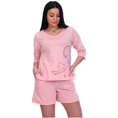 фото Женский костюм, повседневный, домашний, софия37, цвет персик, размер 50 софия 37