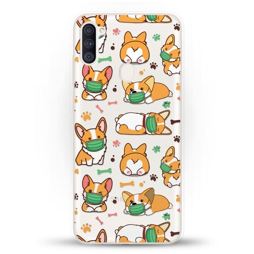 фото Силиконовый чехол корги в масках на samsung galaxy a11 andy & paul