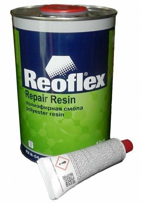 Ремкомплект для бампера авто 1000 г со стеклотканью Reoflex Repair Box + отвердитель 15 г / Ремонтный комплет для машины / Полиэфирная смола для пластика и сквозных дыр RX N-07