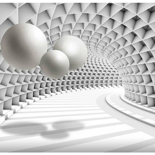 Моющиеся виниловые фотообои Футуристический тоннель со сферами 3D, 300х290 см футуристический тоннель 3d виниловые фотообои 211х150 см