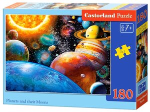 Пазл Castorland Planets and their Moons (B-018345), 180 дет, 25х18х4 см, мультицвет